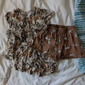 Animal zoo print matching set + bonus zebra shorts